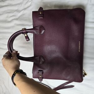 Burberry Purple Leather Satchel Bag